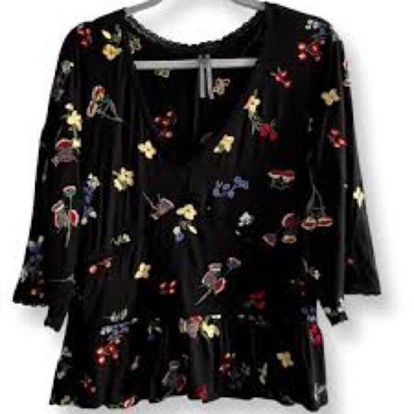 Anthropologie Parvati Floral Boho Embroidered Top Size Medium - Picture 9 of 15